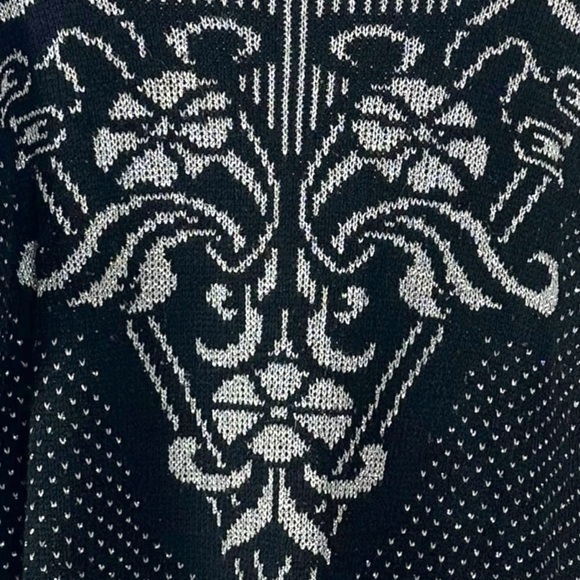 Vintage 80s Adele Art Deco Nouveau Floral Crewneck Sweater Medium Large Metallic - Picture 9 of 10